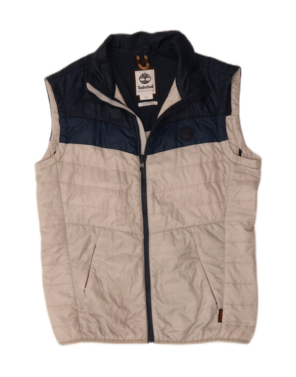 Colete acolchoado masculino Timberland UK 38 poliéster colorblock branco médio