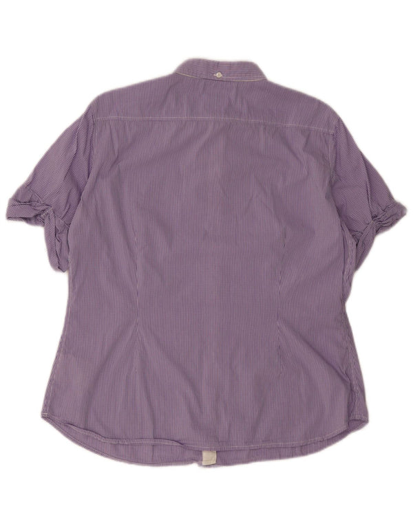 Camisa feminina de manga curta Henry Cottons IT 48 XL roxo guingão