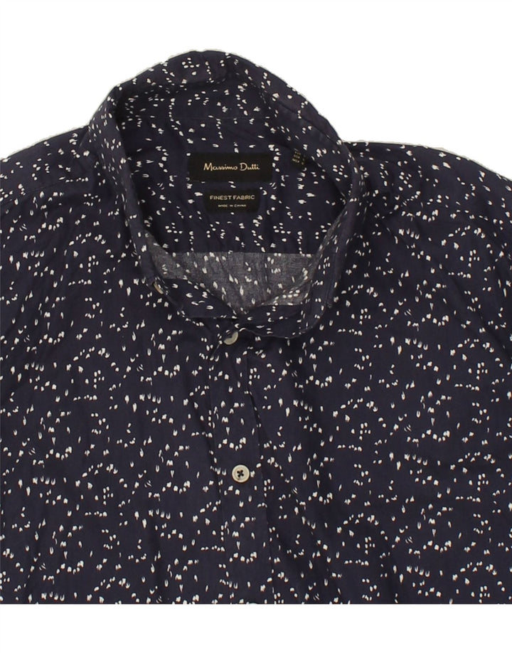 MASSIMO DUTTI Mens Abstract Pattern Shirt Large Navy Blue Cotton Vintage Massimo Dutti and Second-Hand Massimo Dutti from Messina Hembry 