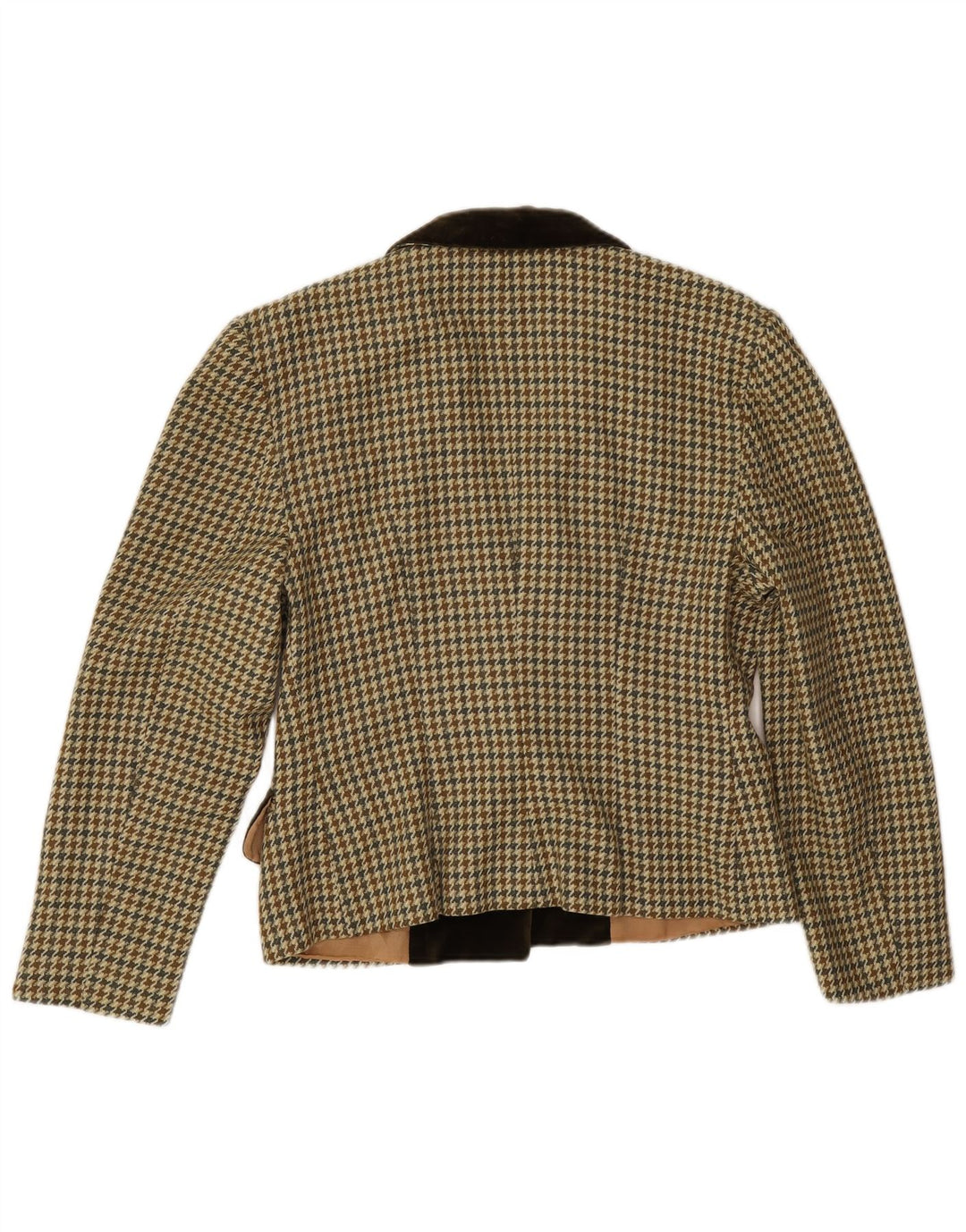 Jaqueta blazer feminina vintage com 1 botão UE 38 médio bege houndstooth