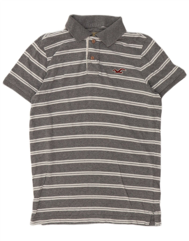 Camisa polo masculina Hollister de algodão cinza médio