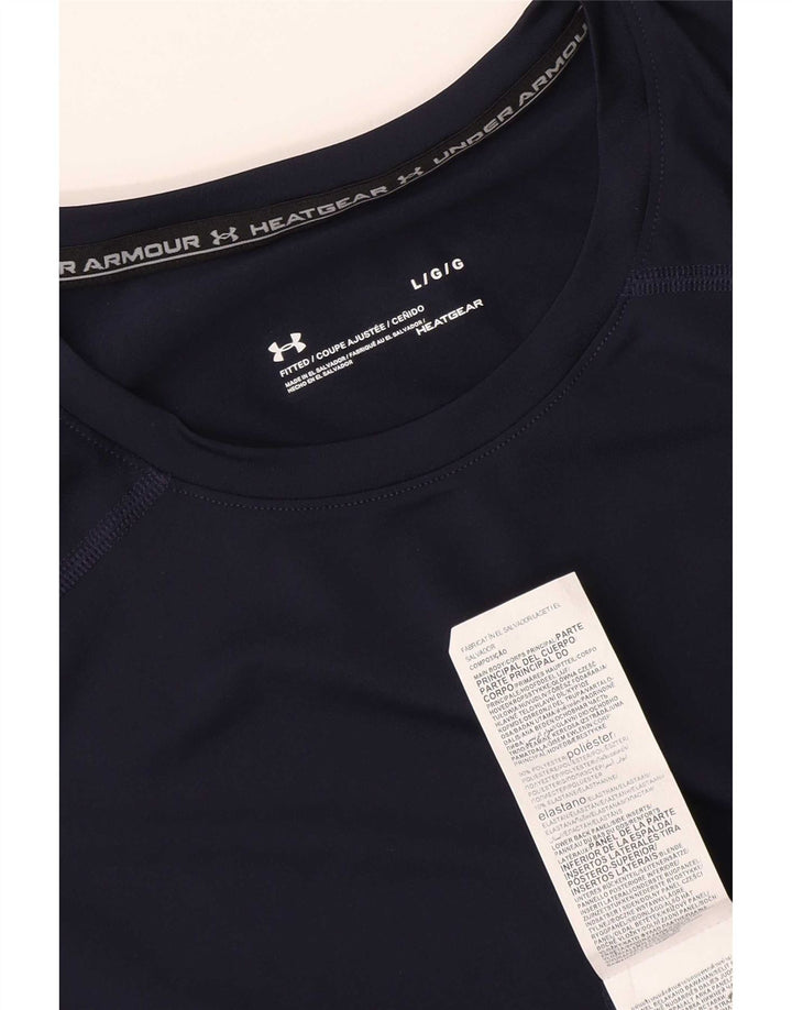 Camiseta masculina Under Armour Heat Gear grande poliéster azul marinho