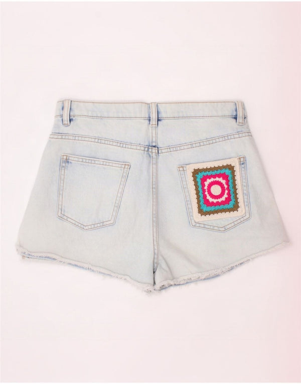Shorts jeans de cintura alta para meninos Benetton 13-14 anos 3XL W30 azul algodão