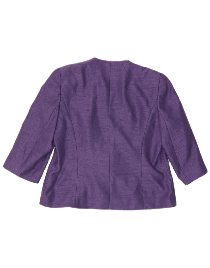 Jaqueta blazer feminina Jacques Vert com 1 botão e manga 3/4 Reino Unido 16 grande roxo