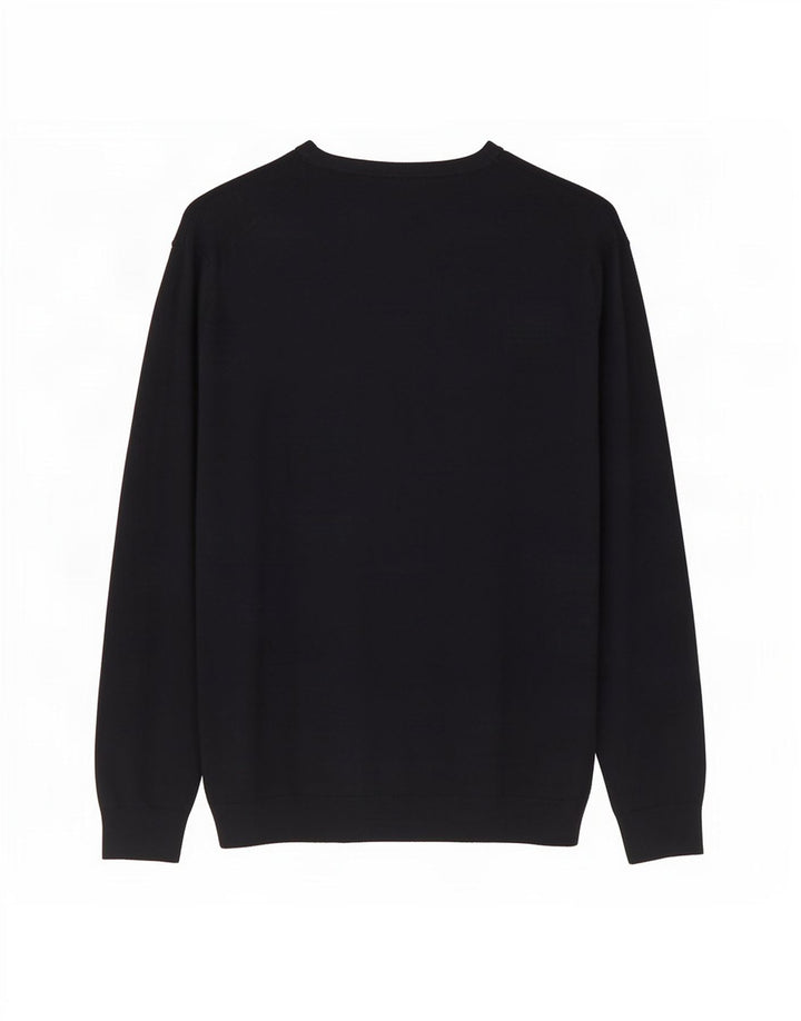 Zara Suéter masculino com gola redonda grande azul marinho