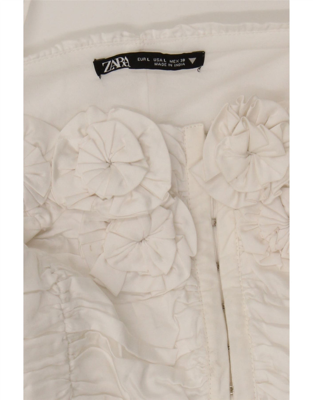 ZARA Top Cami Feminino Crop UK 16 Grande Branco