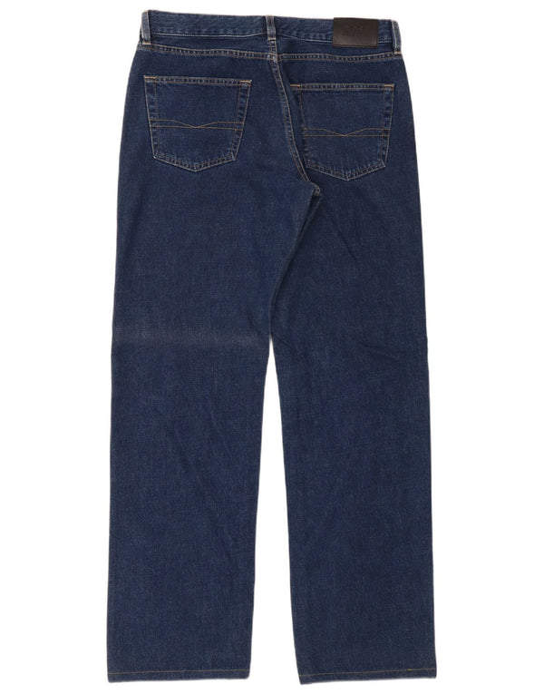 Hugo Boss Masculino Texas Straight Jeans W34 L34 Azul Marinho Algodão
