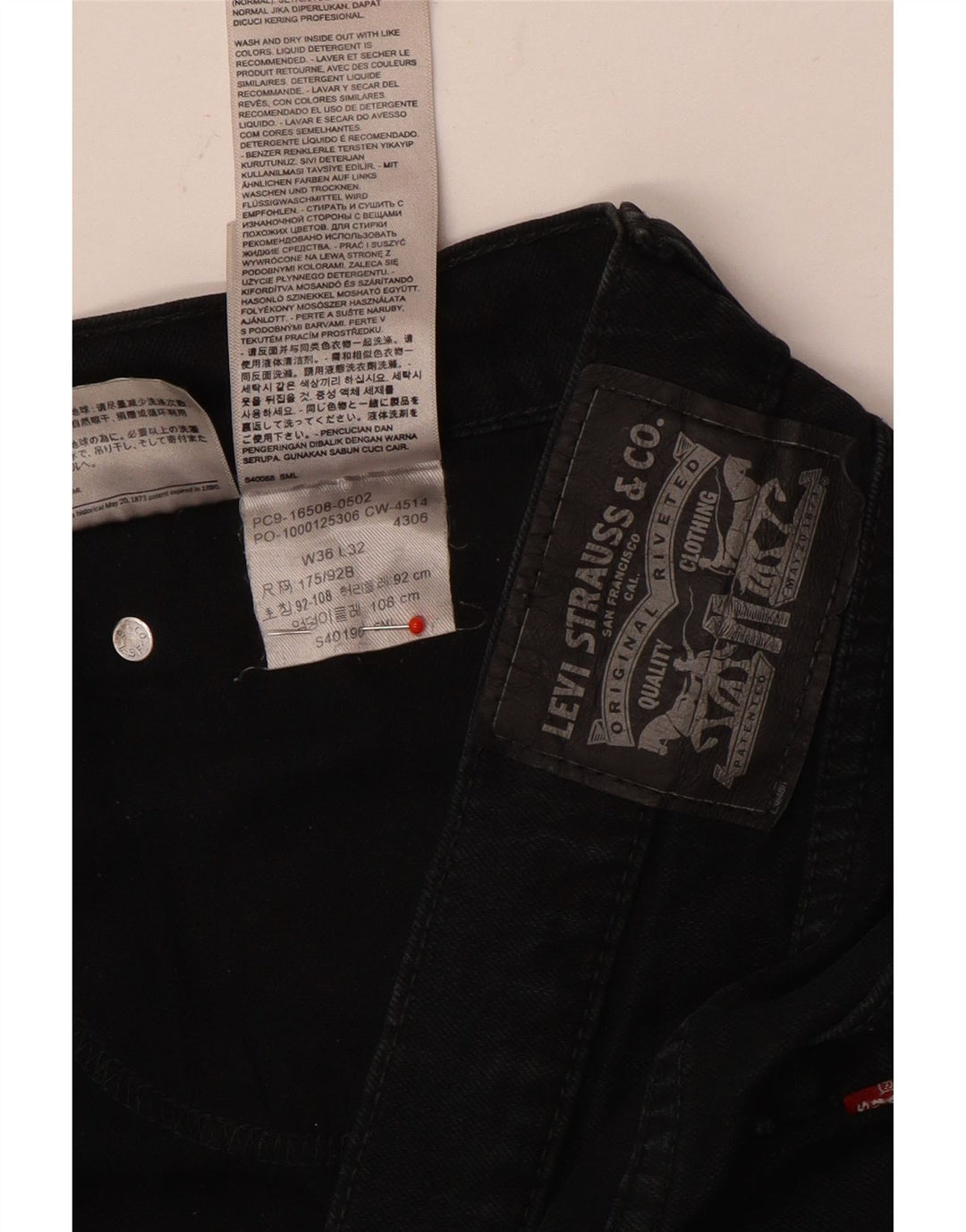 Levi's Mens Jeans Slim W36 L32 Algodão Preto