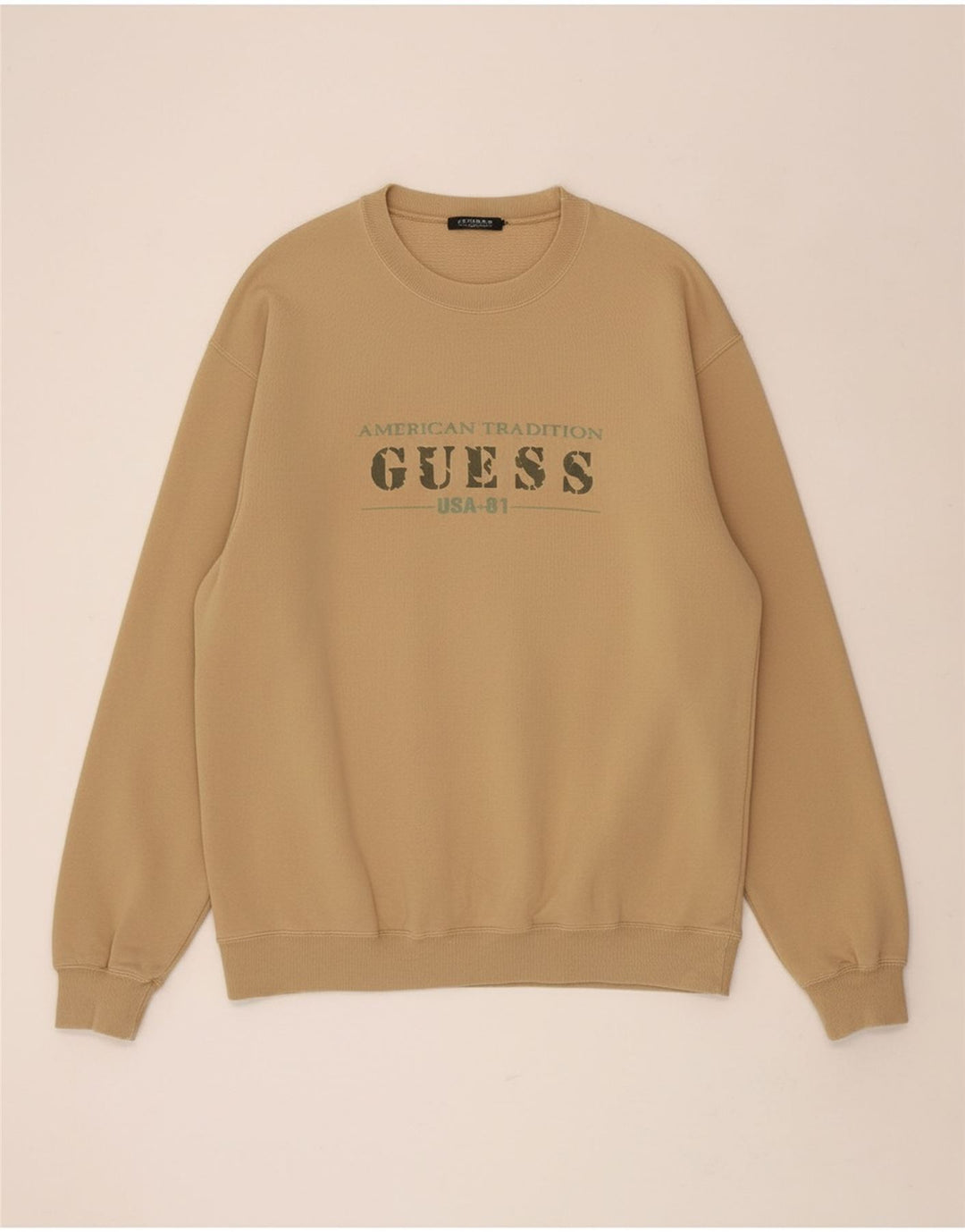 Suéter gráfico masculino GUESS de algodão bege grande