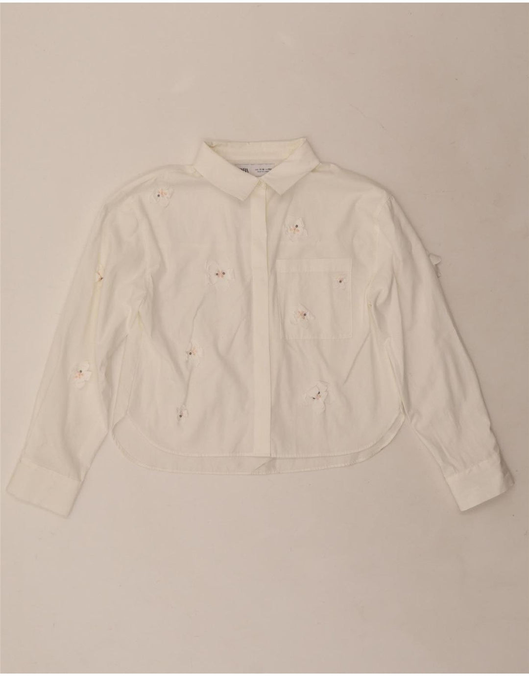 Camisa ZARA Meninas 11-12 Anos Branco Floral