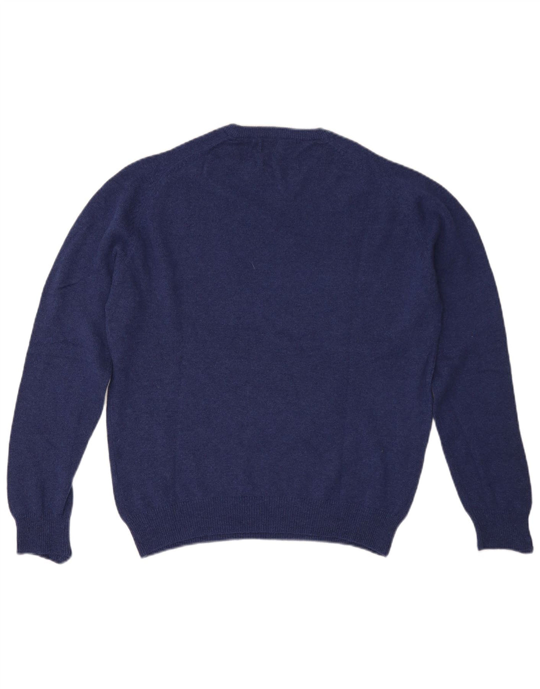 Suéter masculino Marks & Spencer de ajuste regular com gola redonda de lã azul médio