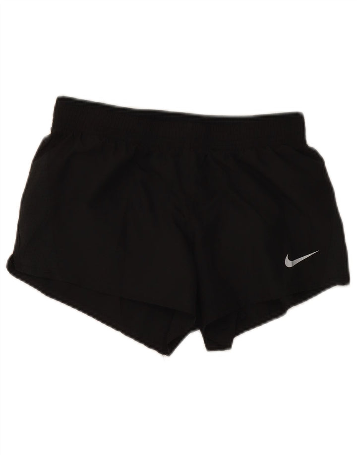 Shorts esportivos femininos Nike Dri Fit UK 8 pequenos poliéster preto