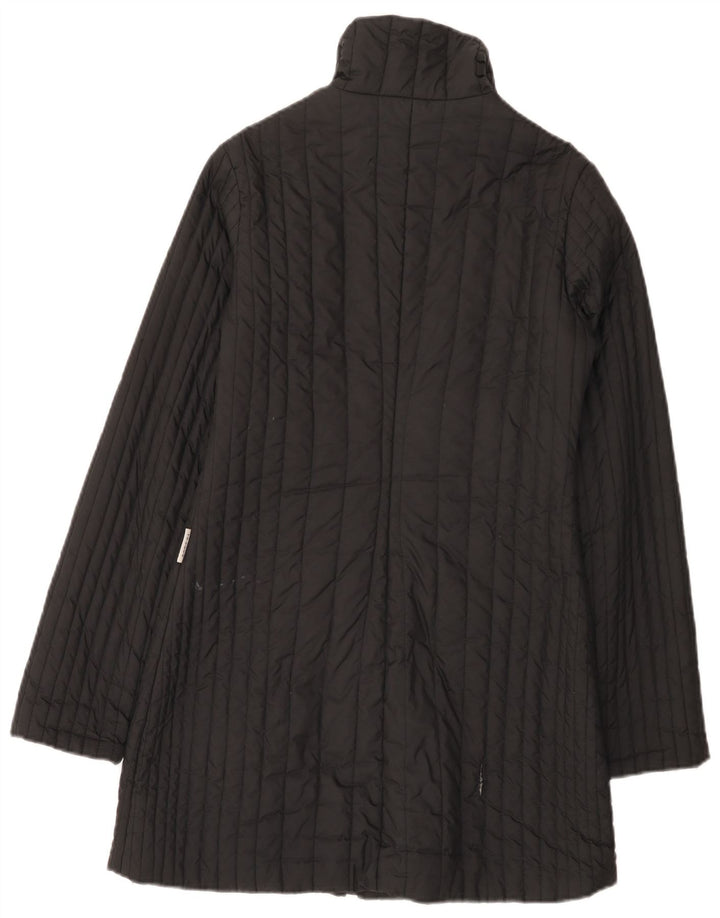 Casaco acolchoado feminino vintage UK 10 poliéster preto pequeno
