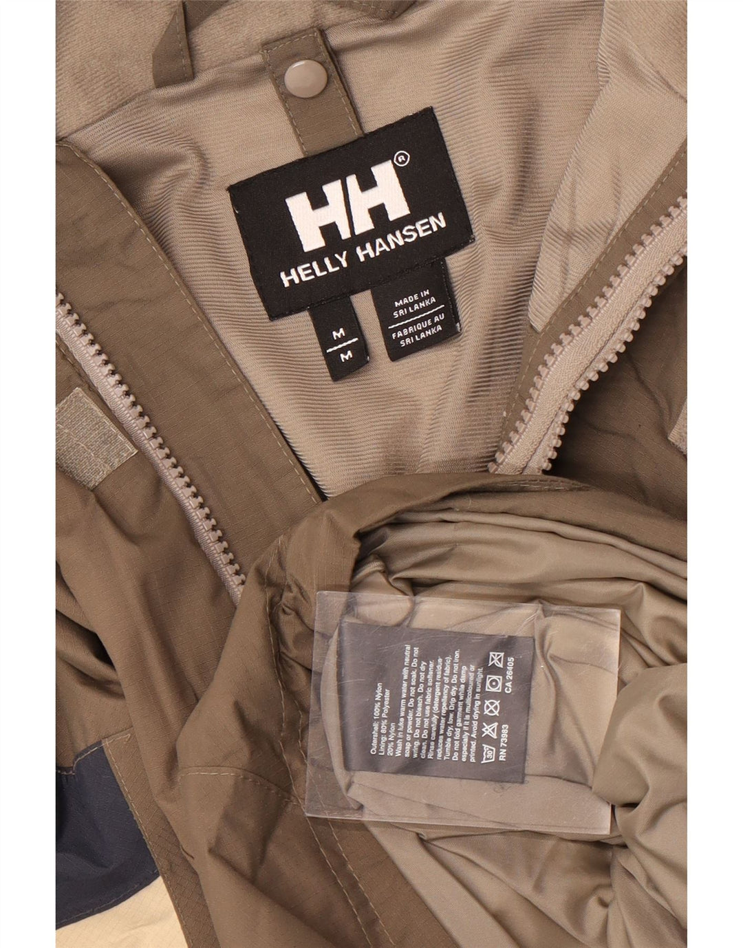 Jaqueta de chuva masculina Helly Hansen com capuz UK 38 Medium Brown Colourblock Nylon