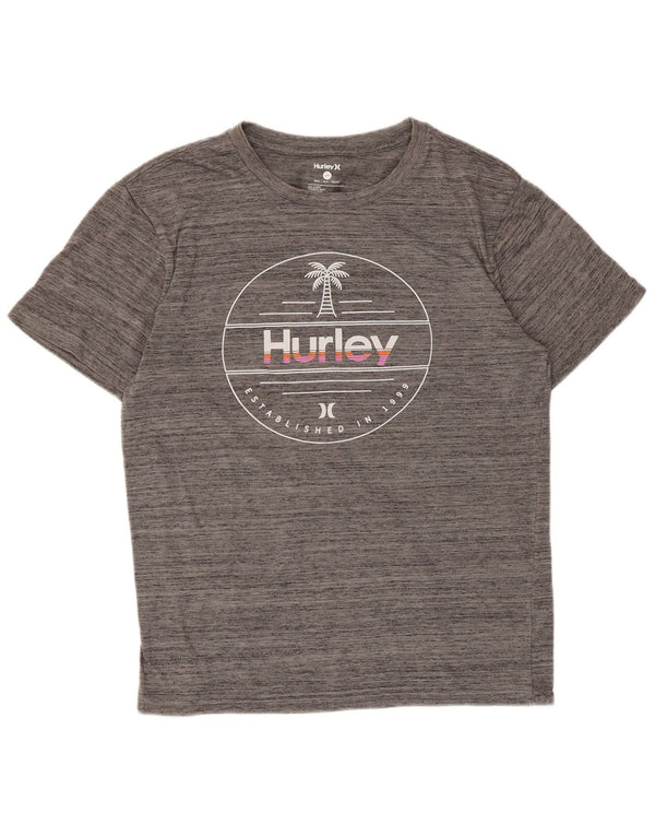 Camiseta feminina Hurley Petit Graphic UK 10 poliéster manchado cinza pequeno