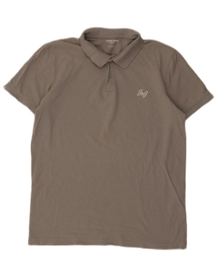 Camisa polo masculina Jack & Jones grande algodão cinza
