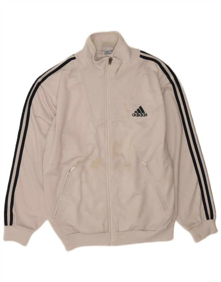 Adidas Mens Tracksuit Top Jacket UK 38/40 Médio Branco Poliéster