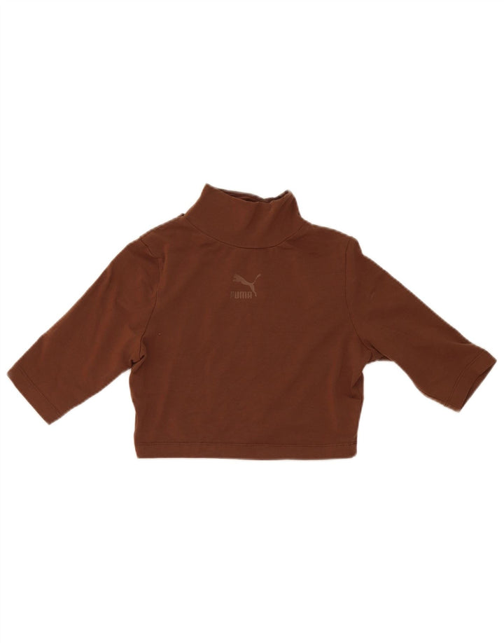 Puma Womens Crop Top UK 10 Pequeno Algodão Marrom