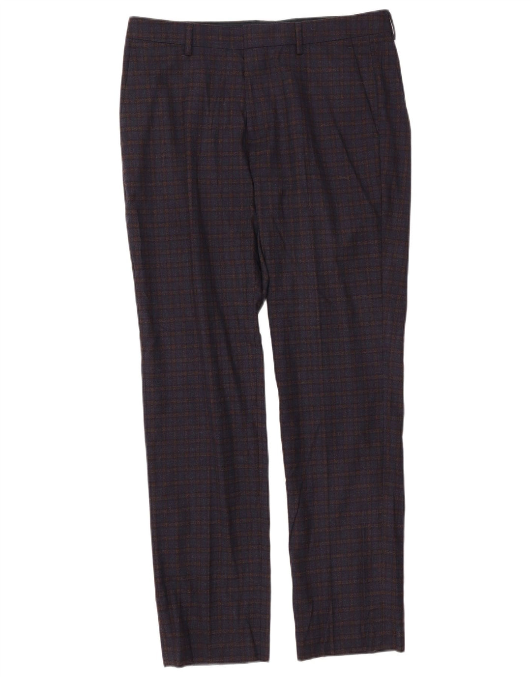 Calça chino reta masculina BONOBOS W33 L32 azul marinho xadrez lã
