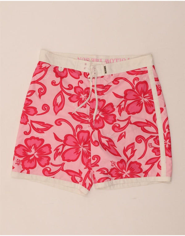 Shorts de natação masculino SUNDEK grande poliéster floral rosa