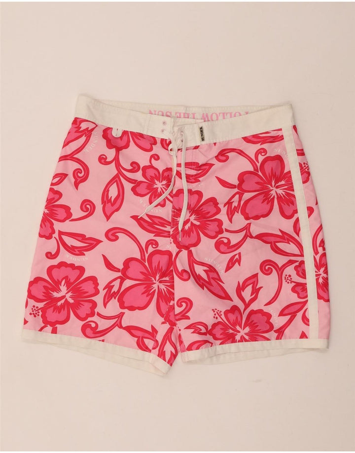 Shorts de natação masculino SUNDEK grande poliéster floral rosa