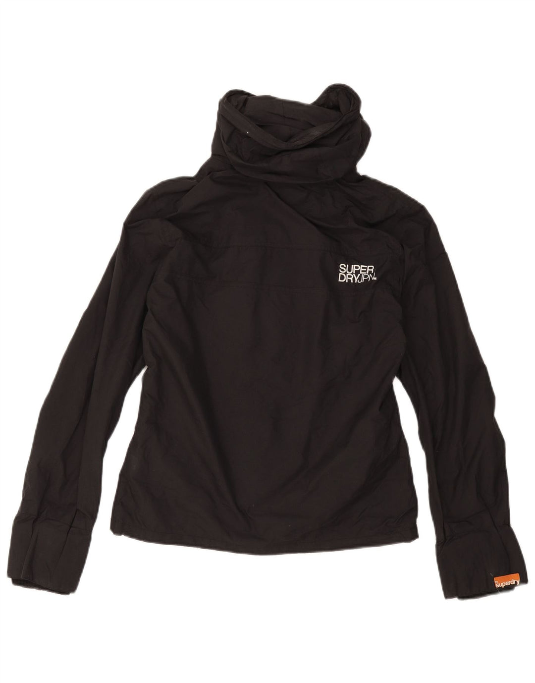 Jaqueta de chuva feminina SUPERDRY com capuz gráfico Reino Unido 14 médio preto nylon