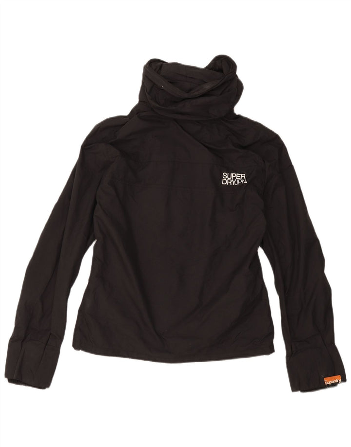 Jaqueta de chuva feminina SUPERDRY com capuz gráfico Reino Unido 14 médio preto nylon