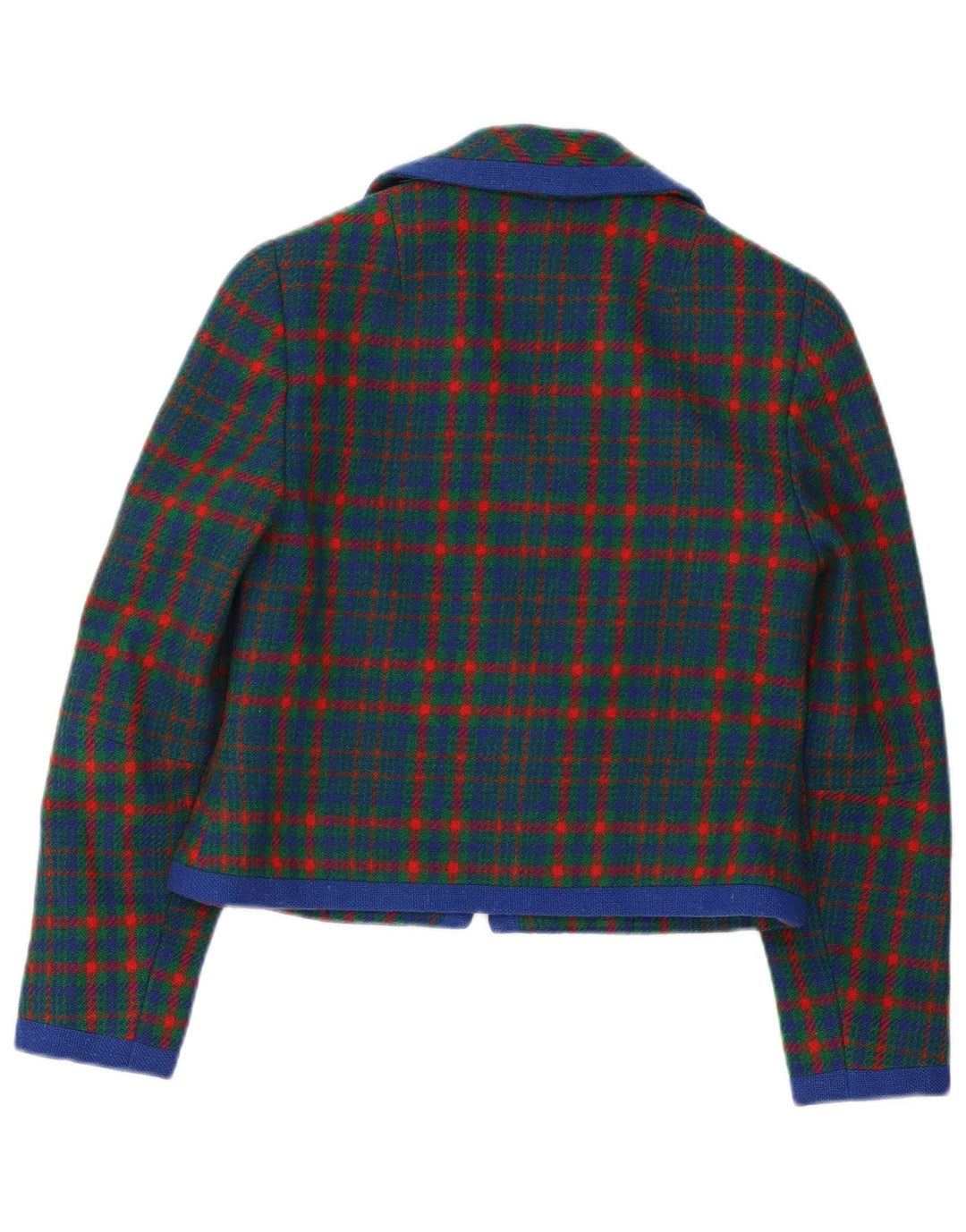 Jaqueta Blazer Feminina Vintage UK 10 Pequena Xadrez Verde Retro