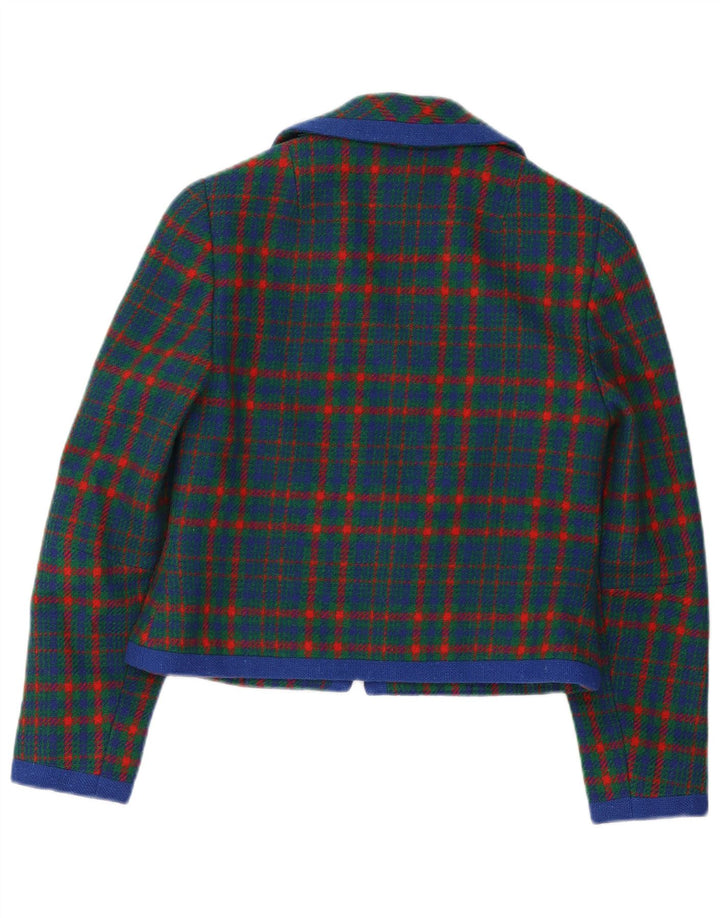 Jaqueta Blazer Feminina Vintage UK 10 Pequena Xadrez Verde Retro