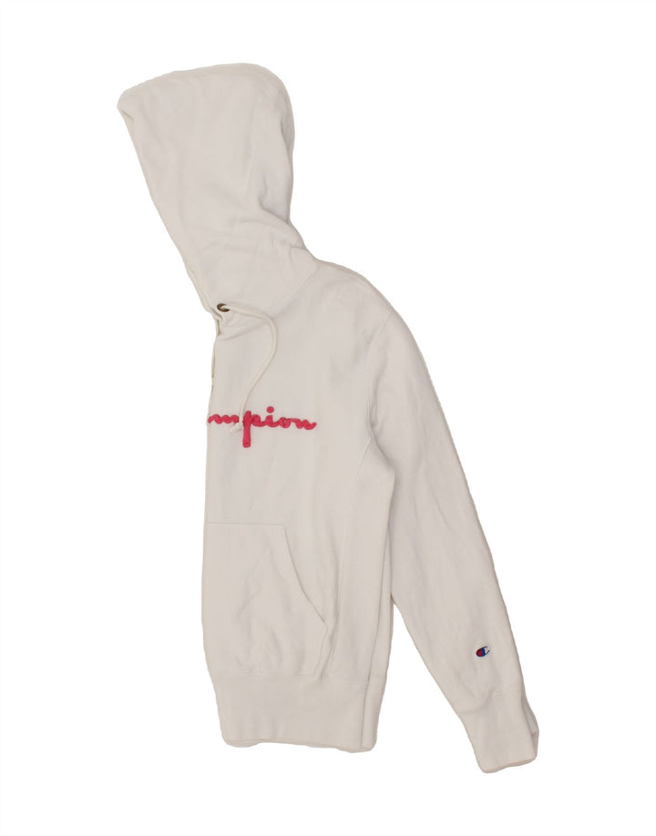 CHAMPION Womens Graphic Hoodie Jumper UK 14 Medium Grey Cotton Vintage Champion and Second-Hand Champion from Messina Hembry 