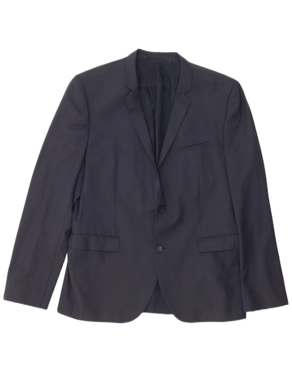Jaqueta blazer masculina Hugo Boss com 2 botões Reino Unido 54 2XL lã azul marinho