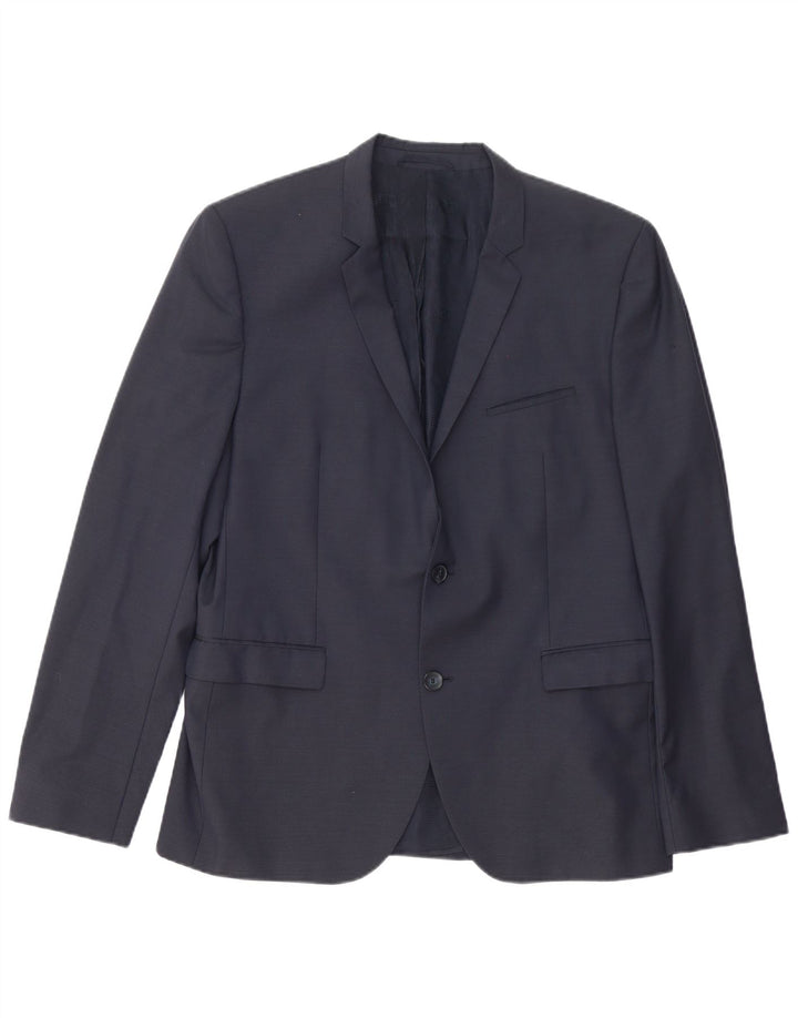 Jaqueta blazer masculina Hugo Boss com 2 botões Reino Unido 54 2XL lã azul marinho