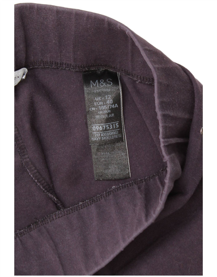 Leggings femininos Marks & Spencer Reino Unido 12 algodão manchado roxo médio