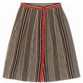 Saia evasê feminina vintage IT 42 médio W25 lã houndstooth preta