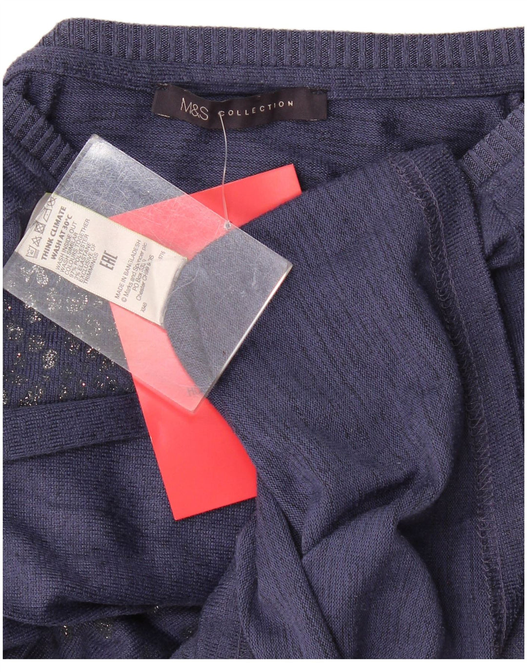 Túnica feminina de manga comprida Marks & Spencer Reino Unido 10 pequena azul marinho