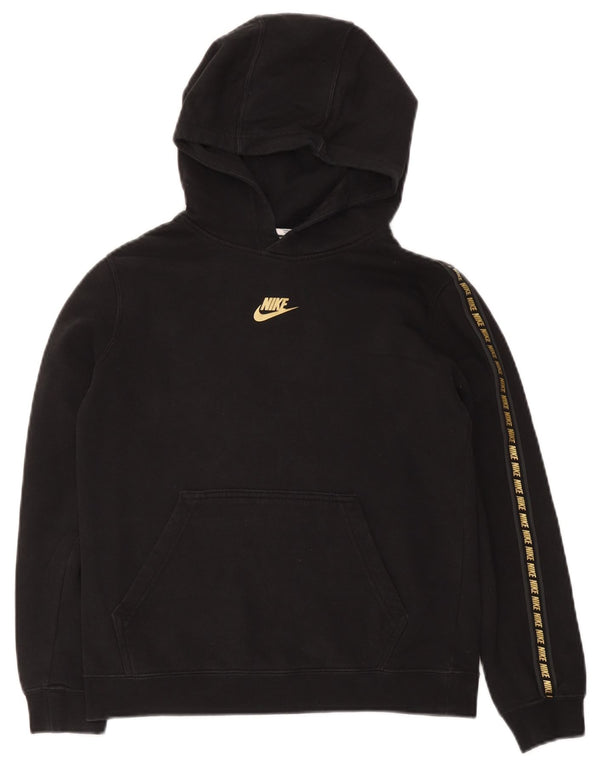 Suéter com capuz gráfico Nike Boys 12-13 anos grande algodão preto