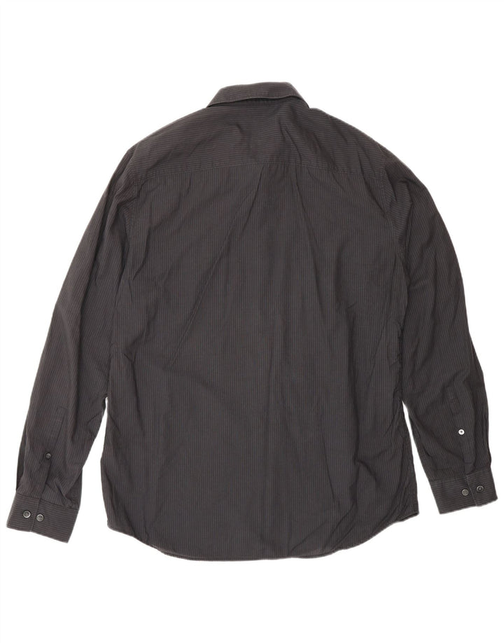 Camisa masculina CALVIN KLEIN de algodão listrado preto médio