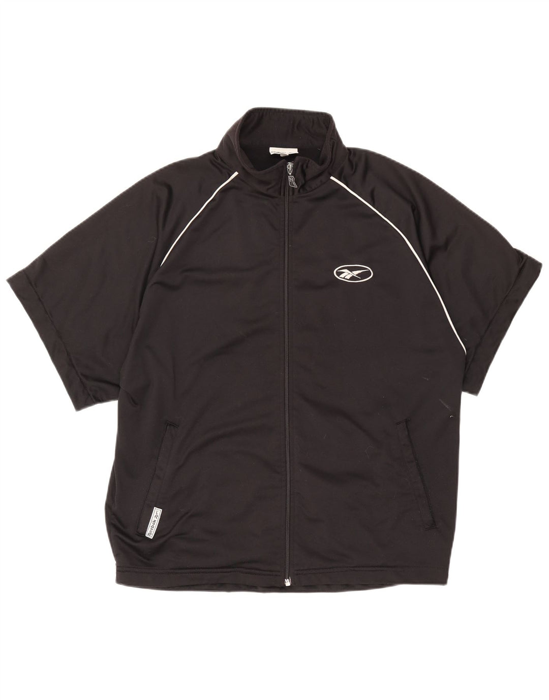 Reebok masculino gráfico manga curta agasalho top jaqueta médio preto