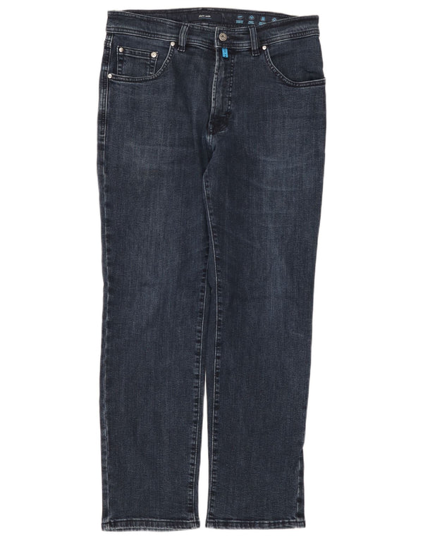 Pierre Cardin Mens Straight Jeans W34 L32 Azul Marinho Algodão