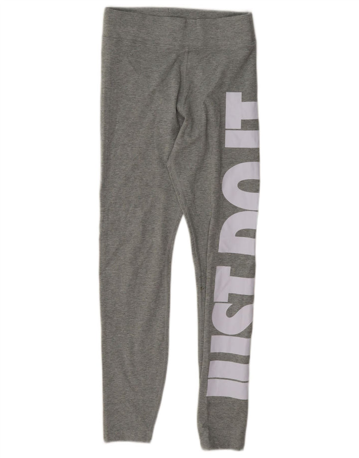 Leggings Nike Femininas Graphic UK 10 Pequenas Cinza Algodão