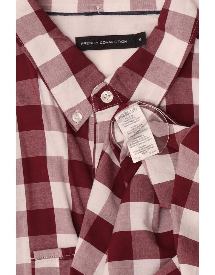 Camisa masculina French Connection XL Borgonha Gingham Algodão