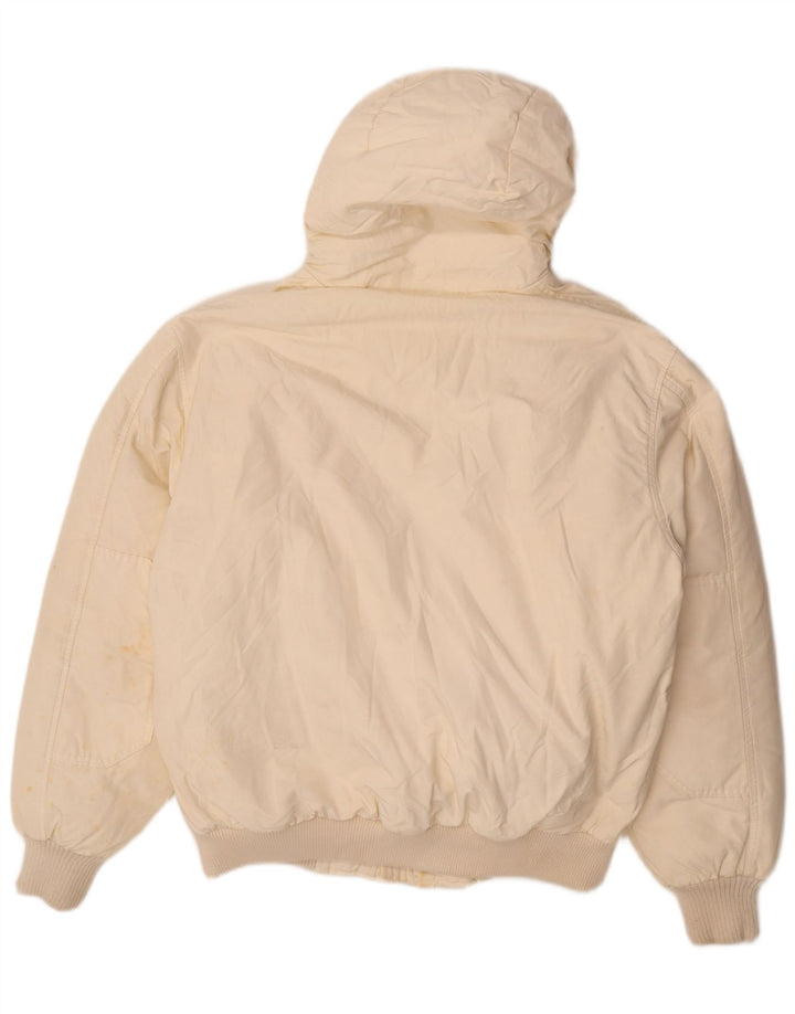 Casaco acolchoado com capuz masculino Woolrich UK 40 grande algodão branco