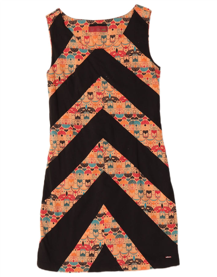 Vestido feminino SKUNKFUNK sem mangas UK 12 algodão chevron laranja médio