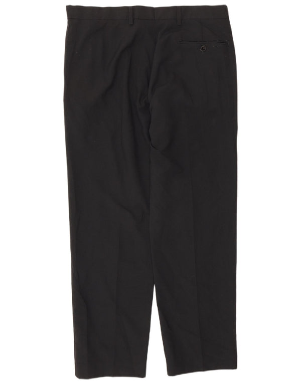 Calça masculina de terno regular Marks & Spencer W34 L29 poliéster preto