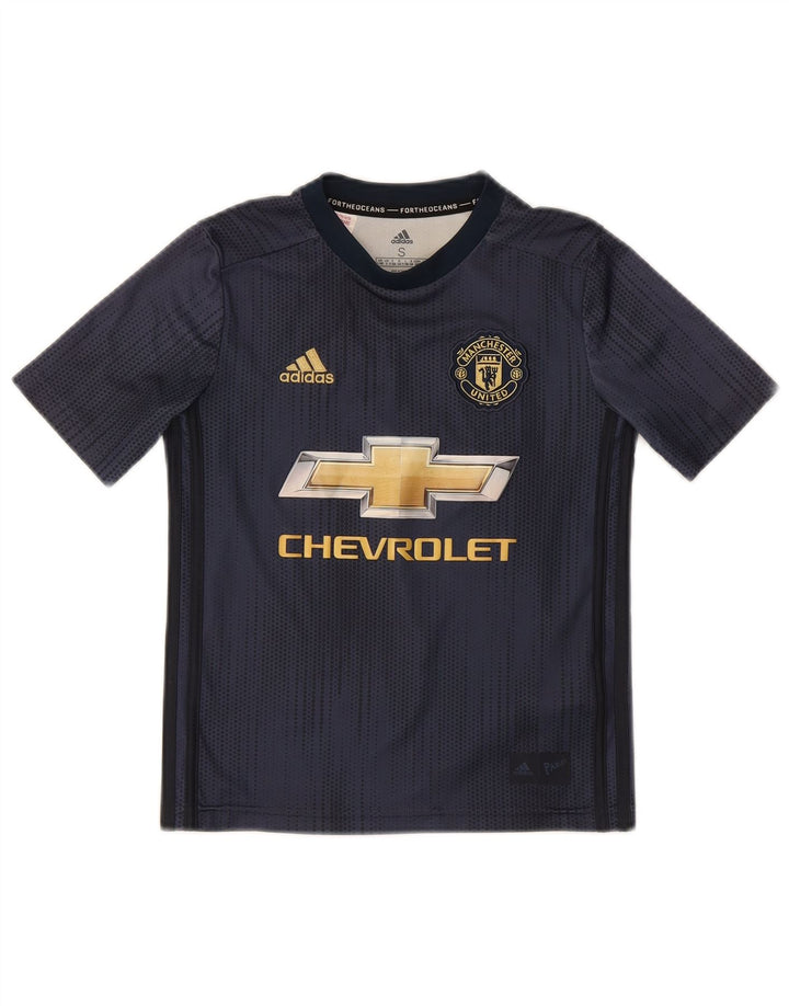ADIDAS Boys Graphic T-Shirt Top 9-10 Years Small  Navy Blue