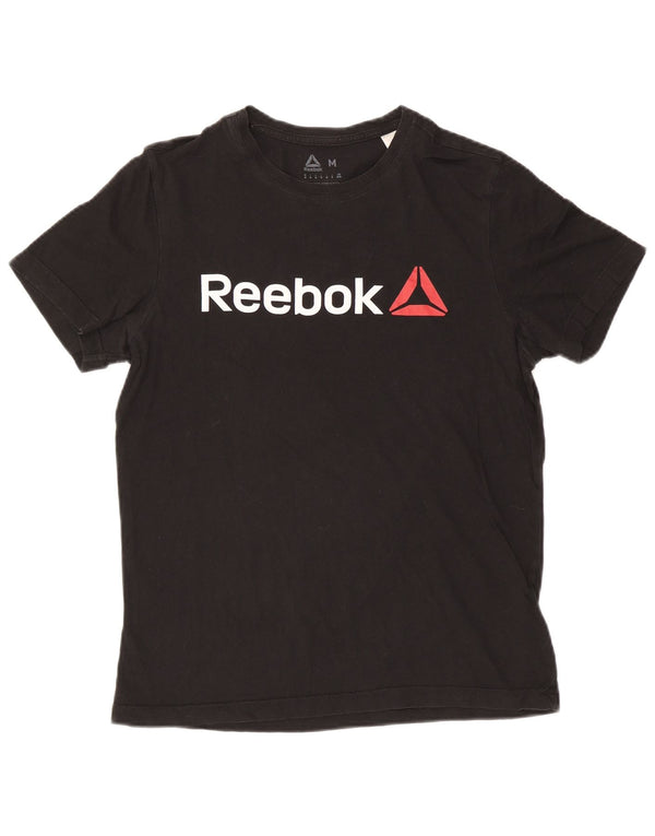 Reebok Mens Graphic T-Shirt Top Médio Algodão Preto