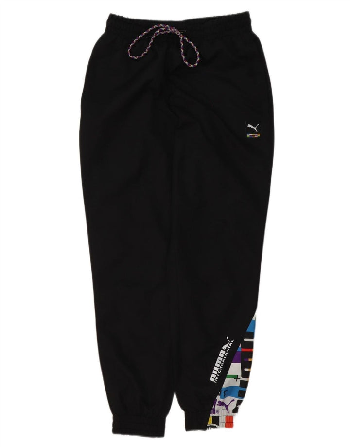 PUMA Mens Graphic Calças de treino Joggers Pequeno Poliéster Preto
