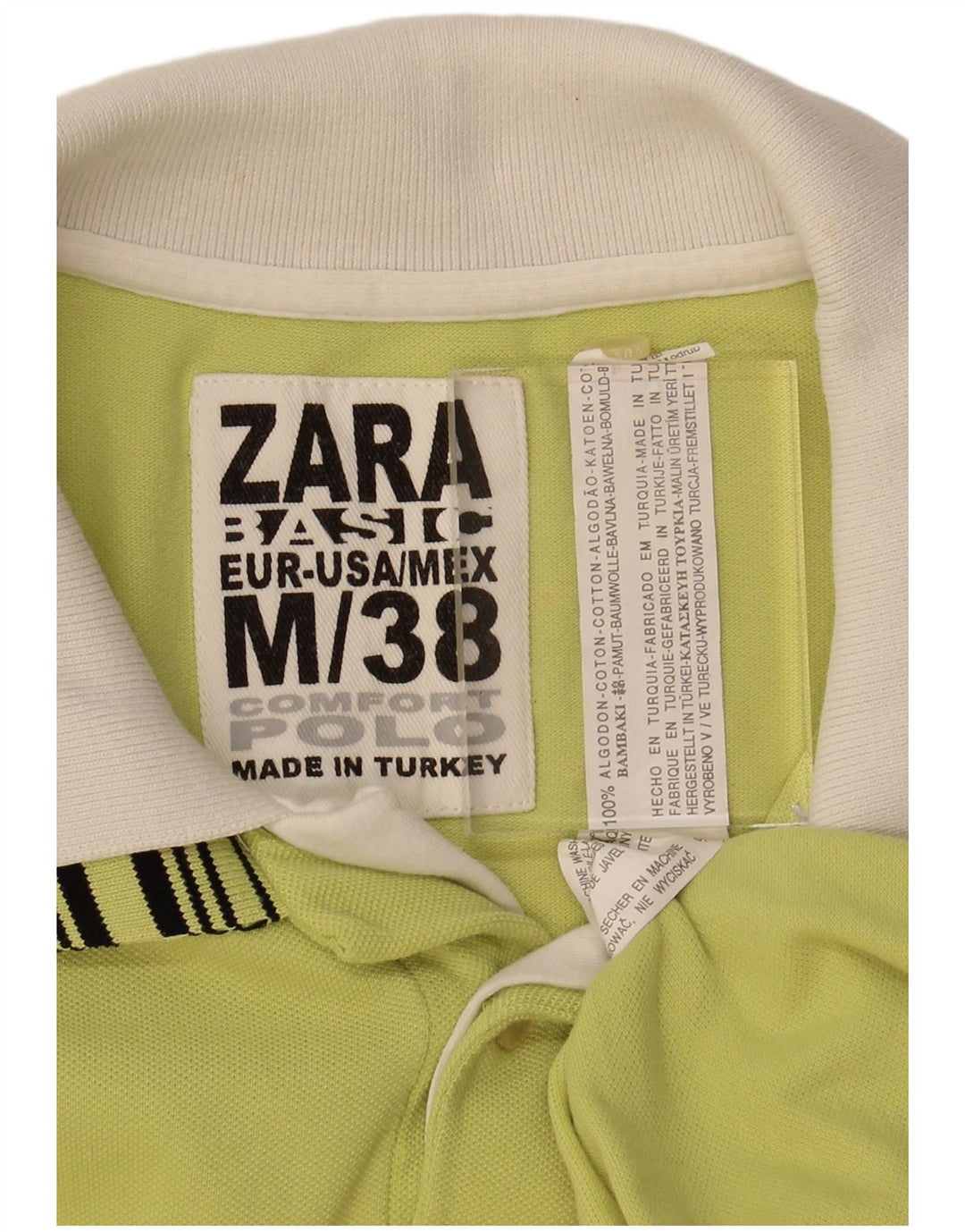 Camisa polo masculina ZARA algodão verde médio