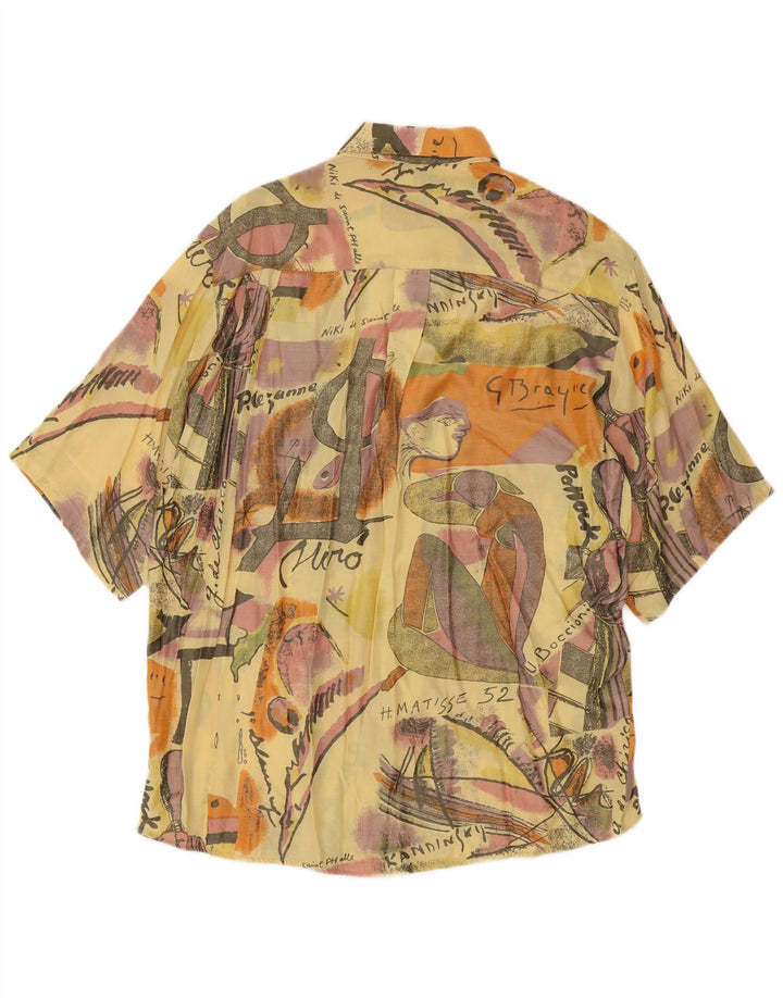 Jacky Peer Camisa masculina de manga curta com padrão abstrato XL viscose amarela