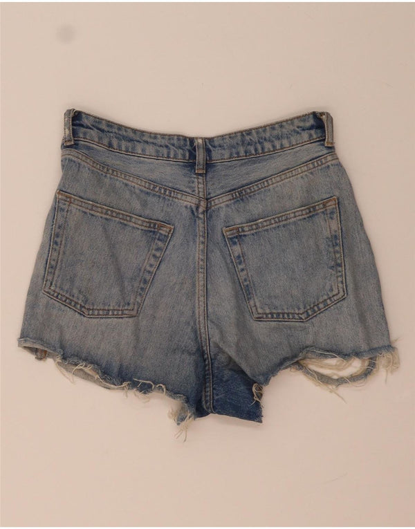 Shorts jeans feminino Topshop Mom Distressed UK 6 XS W26 azul poliéster